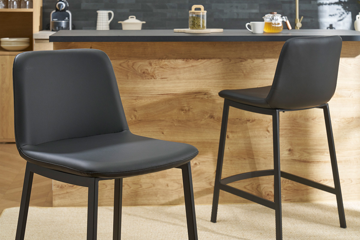 Design-Barhocker schwarz H 66 cm (2er-Set) ARSENE