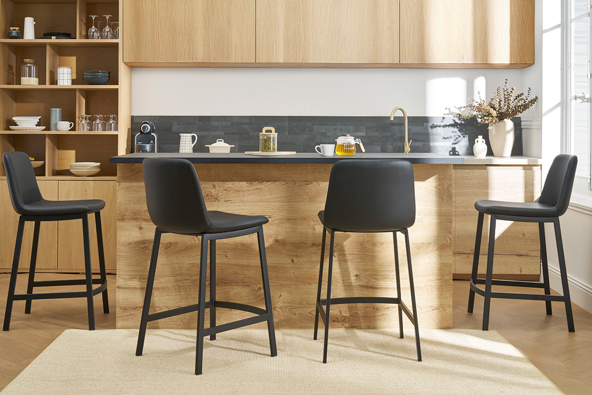 Design-Barhocker schwarz H 66 cm (2er-Set) ARSENE