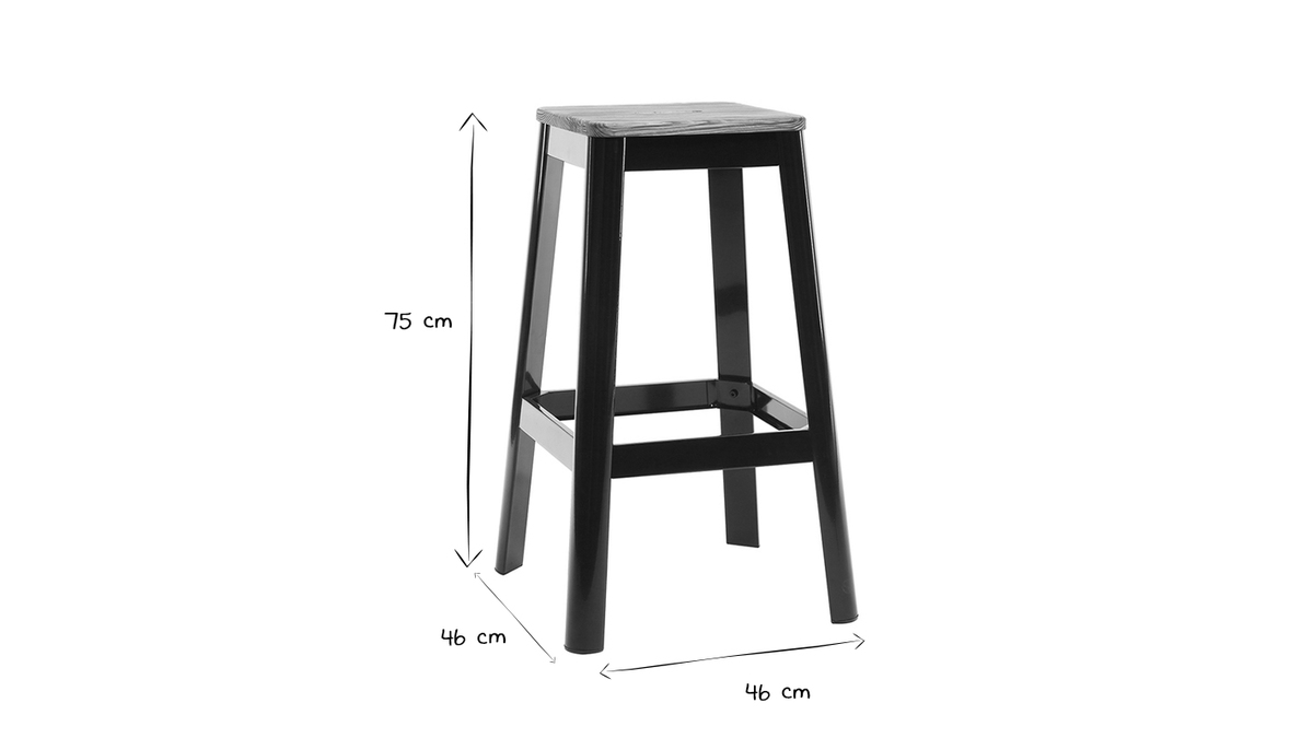 Design-Barhocker Schwarz H 75 cm NICK