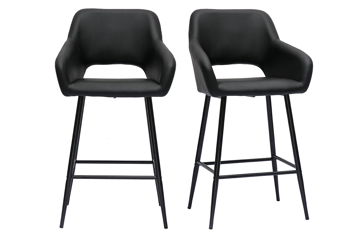 Design-Barhocker schwarz H65 cm (2er-Set) LAURETTE