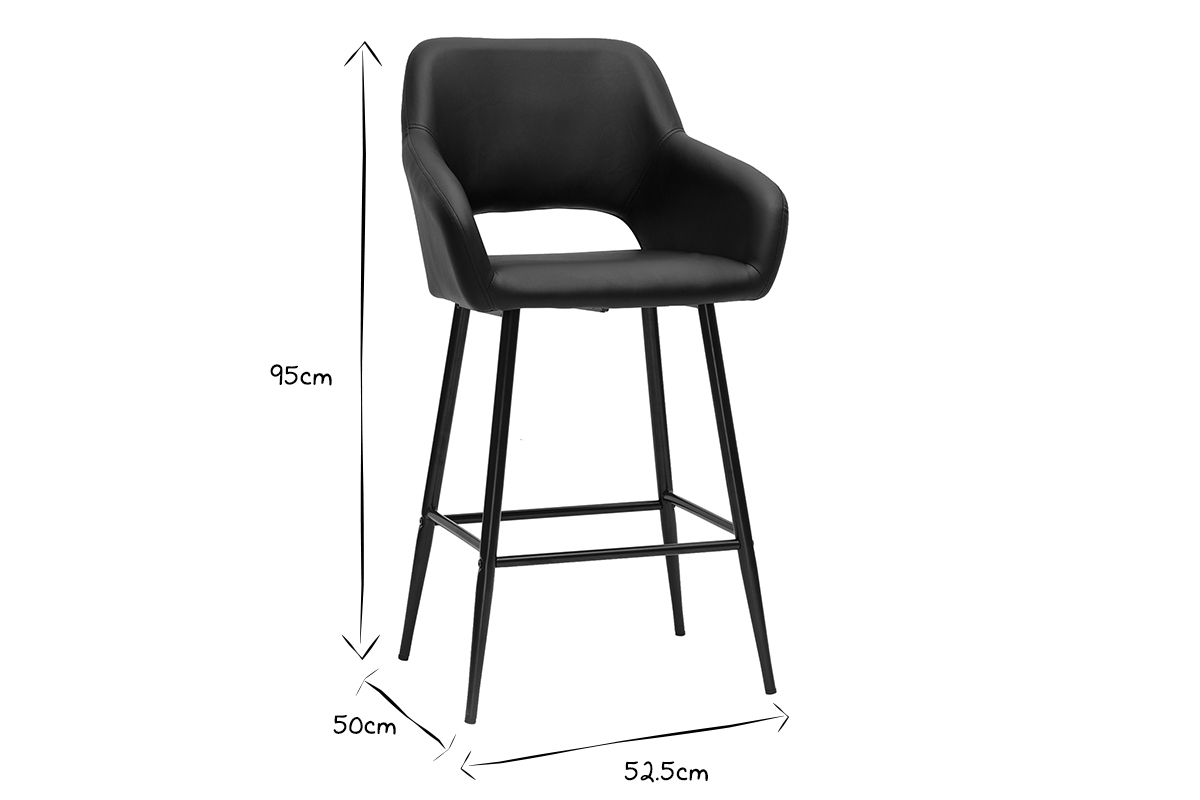 Design-Barhocker schwarz H65 cm (2er-Set) LAURETTE