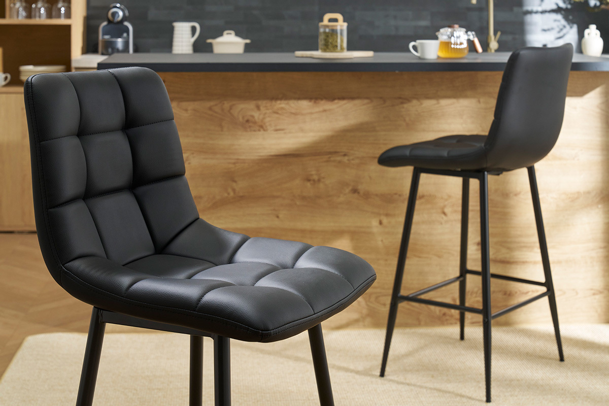 Design-Barhocker schwarz H65 cm (2er-Set) MAXWELL