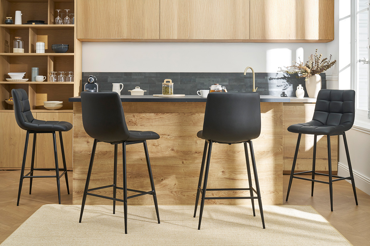 Design-Barhocker schwarz H65 cm (2er-Set) MAXWELL