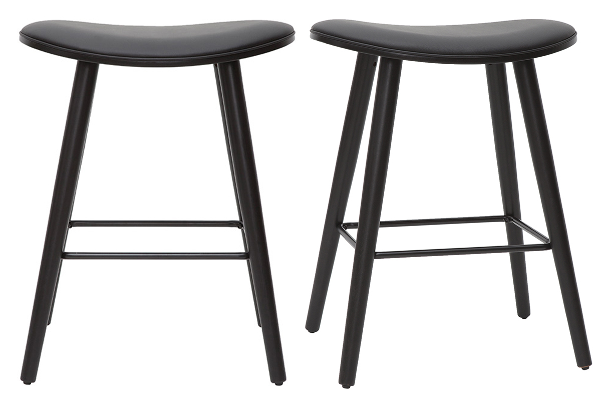 Design-Barhocker schwarz H65.5 cm (2er-Set) MEADOW