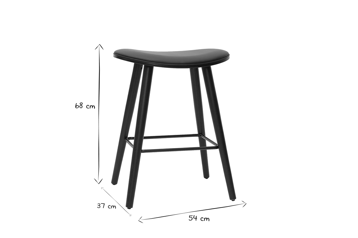 Design-Barhocker schwarz H65.5 cm (2er-Set) MEADOW