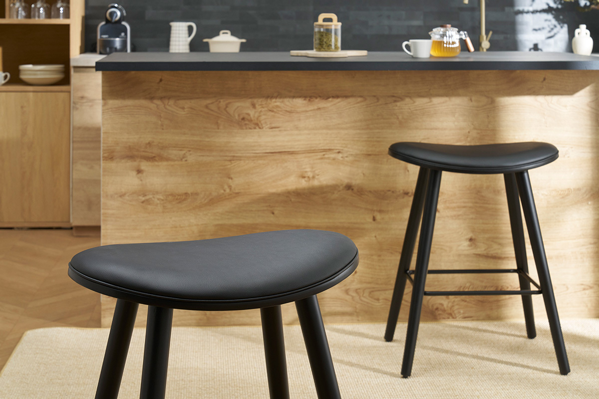 Design-Barhocker schwarz H65.5 cm (2er-Set) MEADOW