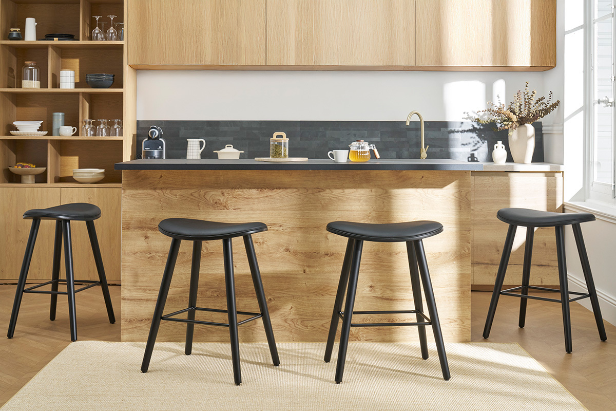 Design-Barhocker schwarz H65.5 cm (2er-Set) MEADOW