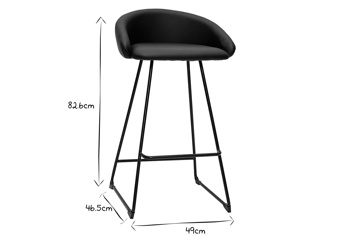 Design-Barhocker schwarz H69 cm (2er-Set) REYNOLD