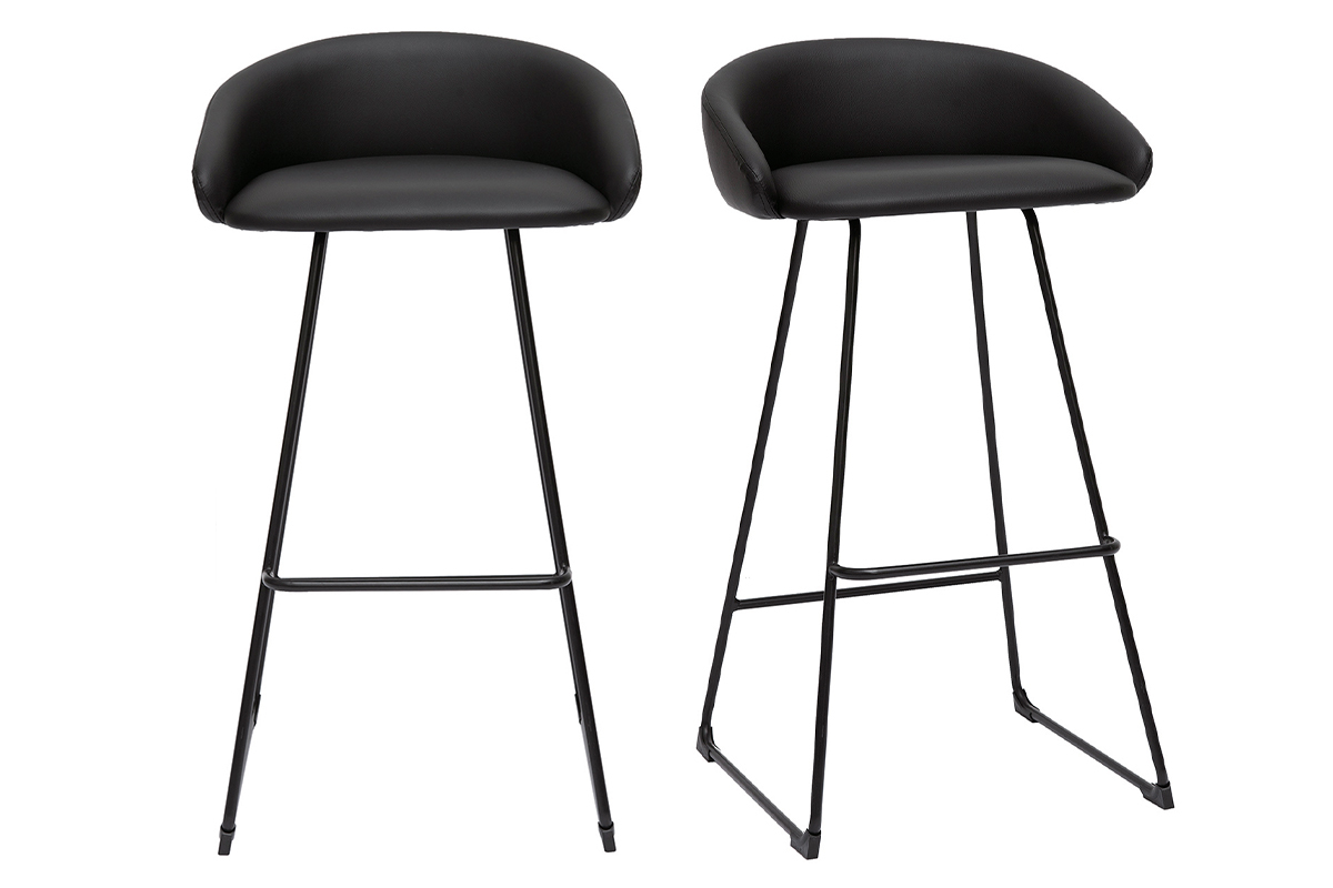 Design-Barhocker schwarz H75 cm (2er-Set) REYNOLD