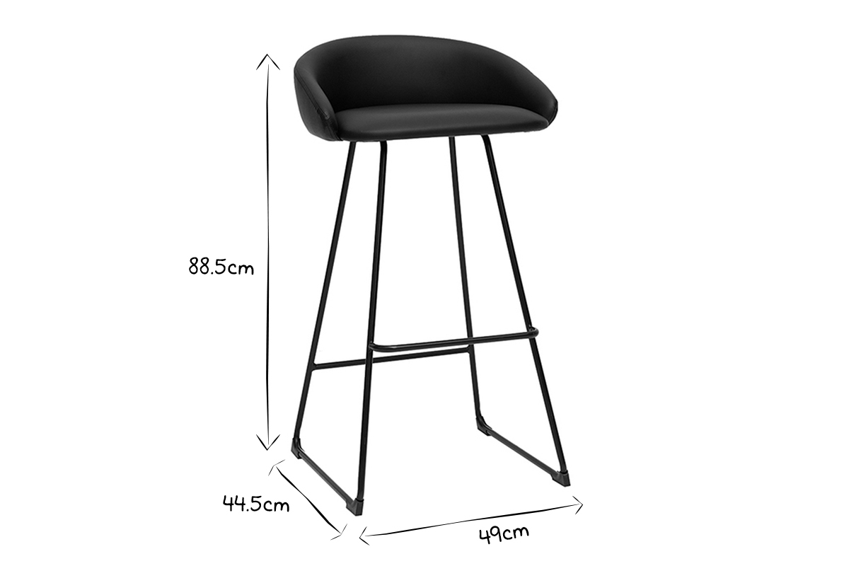 Design-Barhocker schwarz H75 cm (2er-Set) REYNOLD