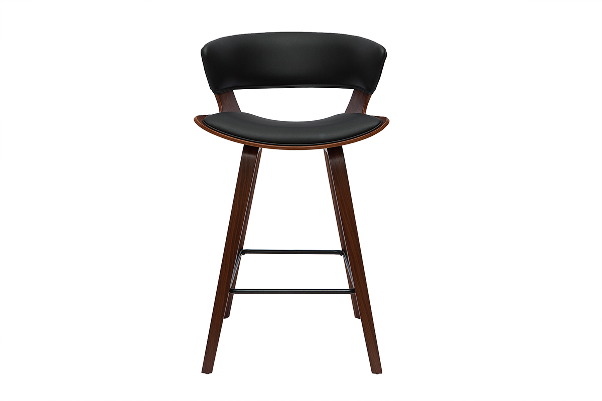Design-Barhocker schwarz mit dunklem Holz (2er-Set) SYRAH