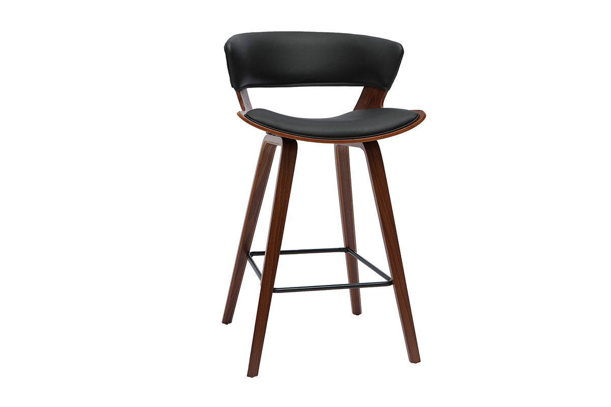 Design-Barhocker schwarz mit dunklem Holz (2er-Set) SYRAH