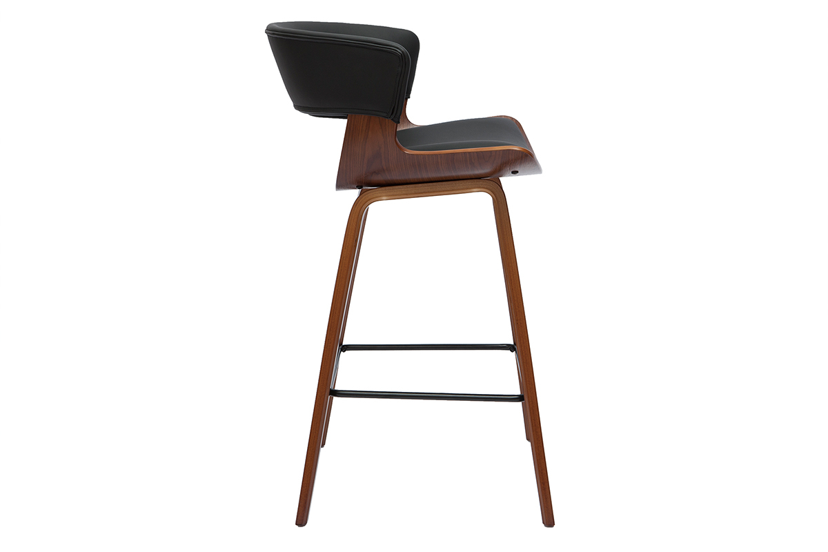 Design-Barhocker schwarz mit dunklem Holz (2er-Set) SYRAH