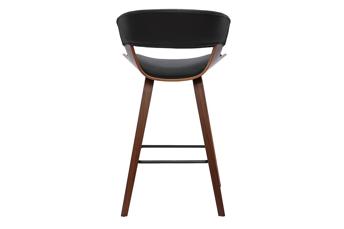 Design-Barhocker schwarz mit dunklem Holz (2er-Set) SYRAH