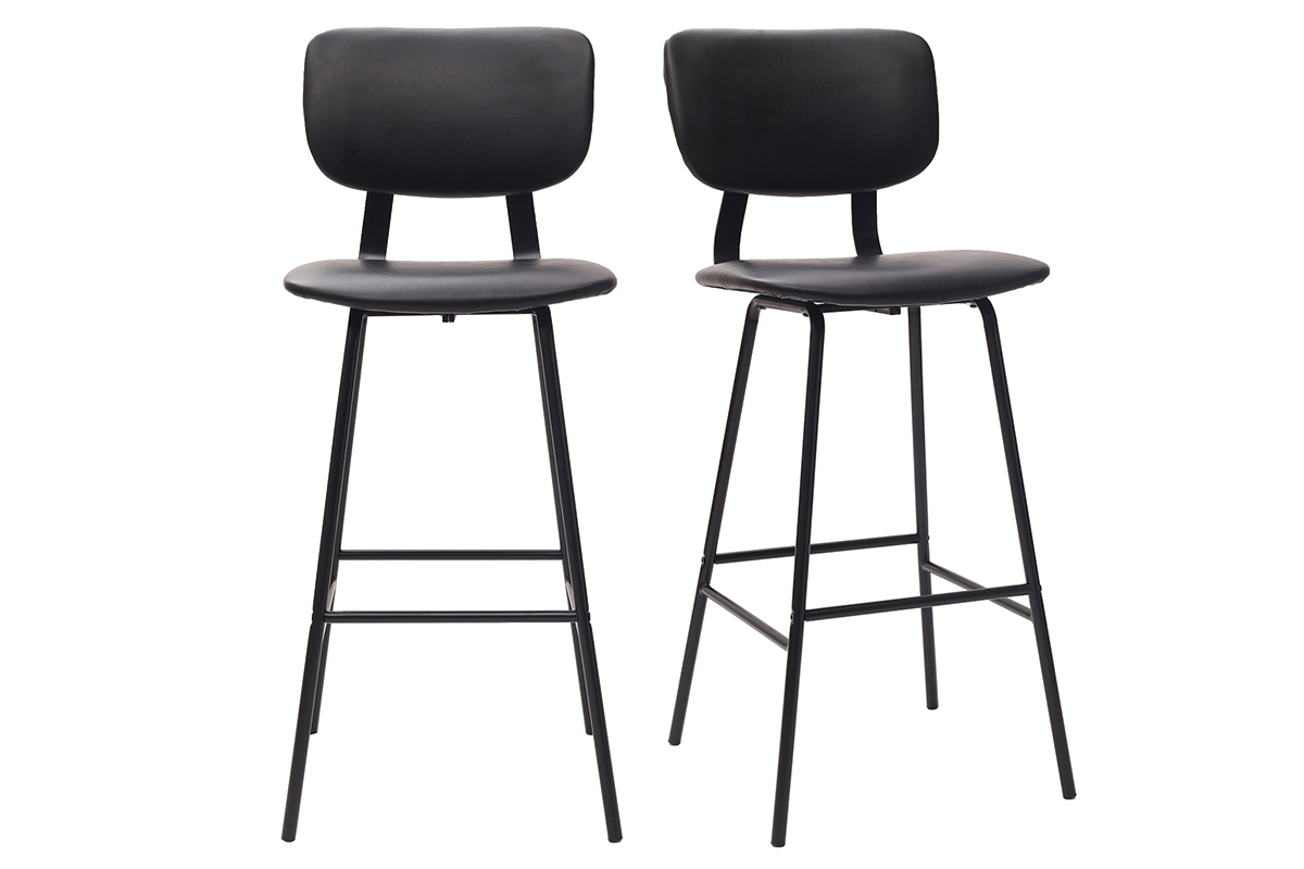 Design-Barhocker Schwarz mit Metallbeinen (2 Stk.) LAB