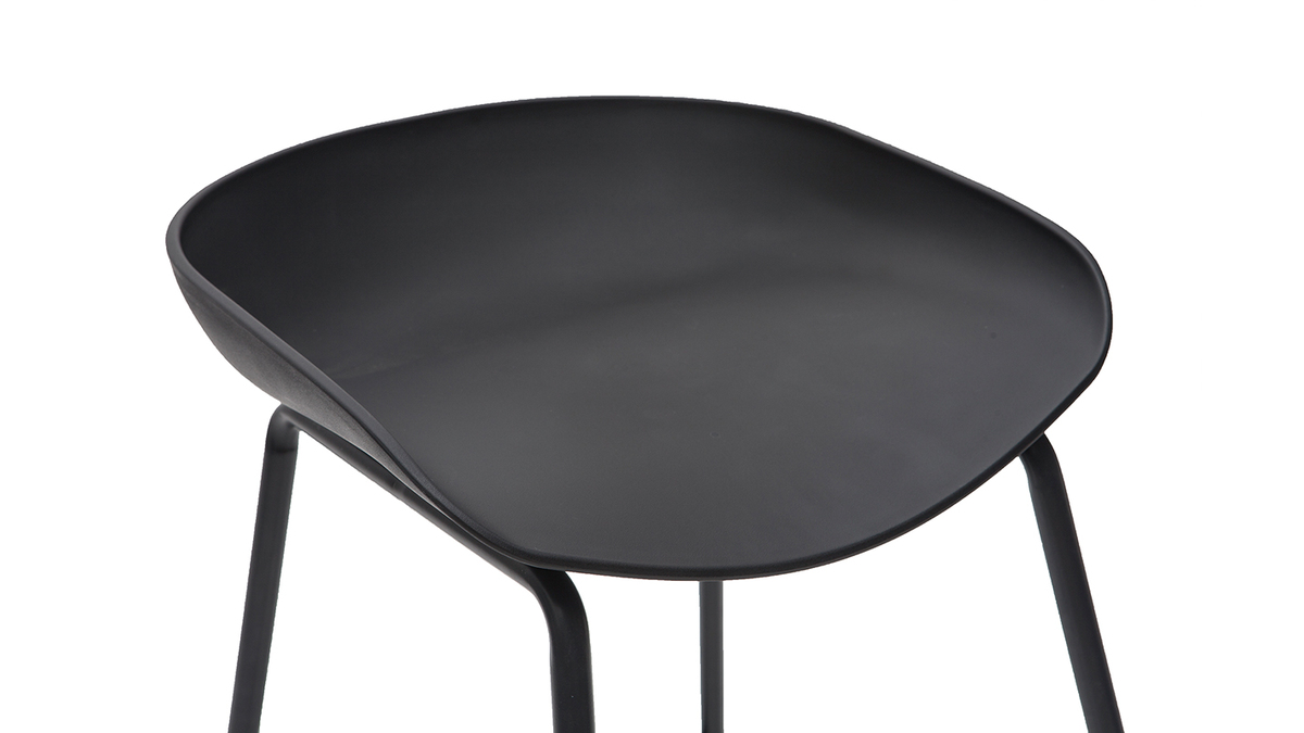 Design-Barhocker Schwarz mit Metallbeinen (2 Stk.) PEBBLE