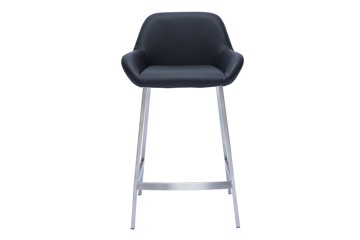 Design-Barhocker schwarz mit Metallfu (2er-Set) RINGER