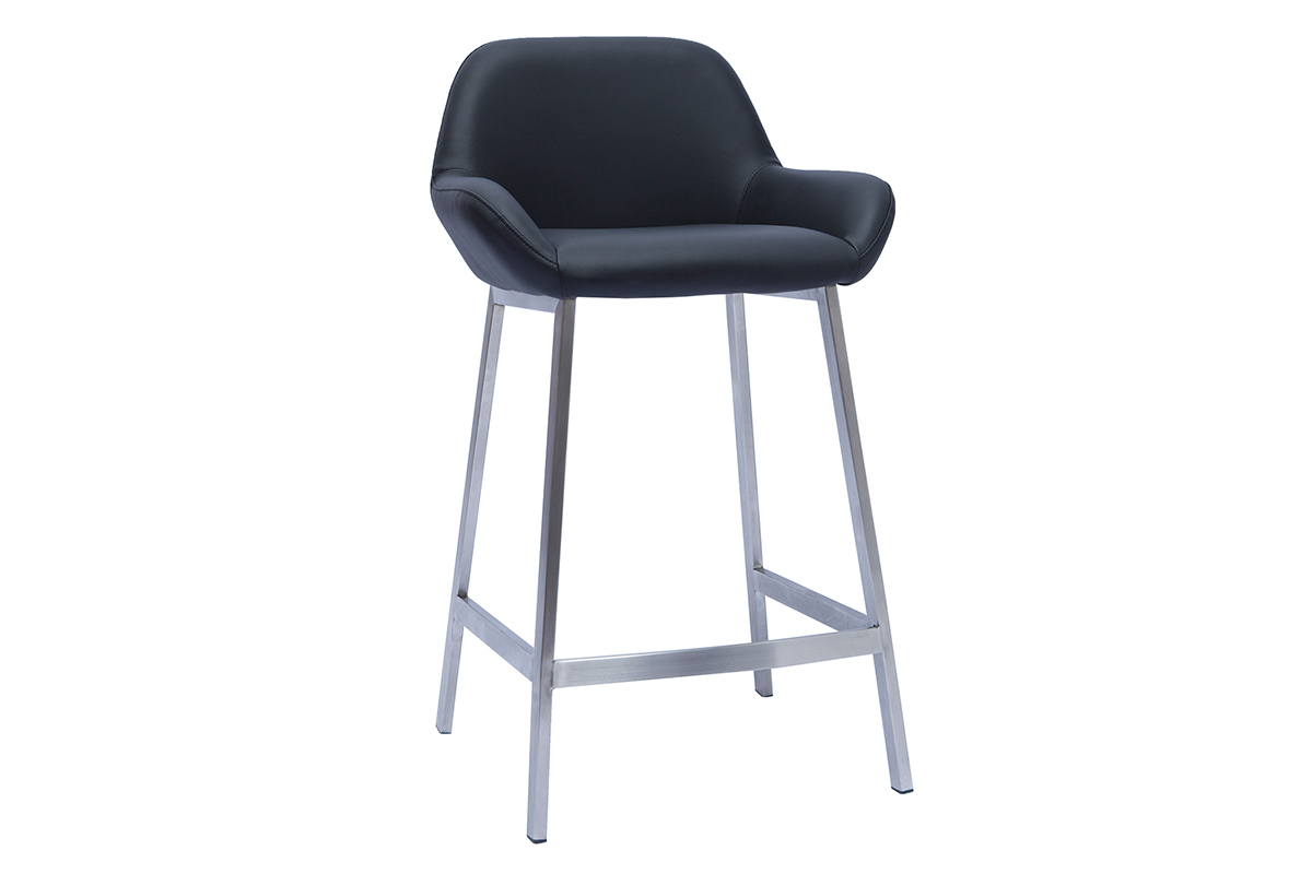 Design-Barhocker schwarz mit Metallfu (2er-Set) RINGER