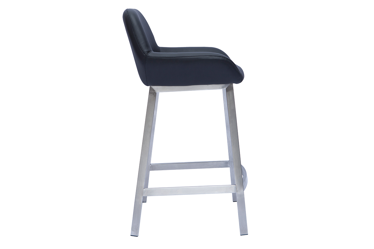 Design-Barhocker schwarz mit Metallfu (2er-Set) RINGER