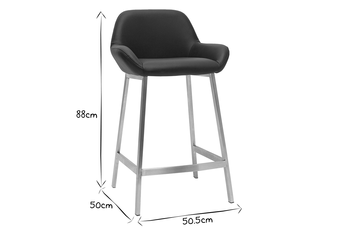 Design-Barhocker schwarz mit Metallfu (2er-Set) RINGER