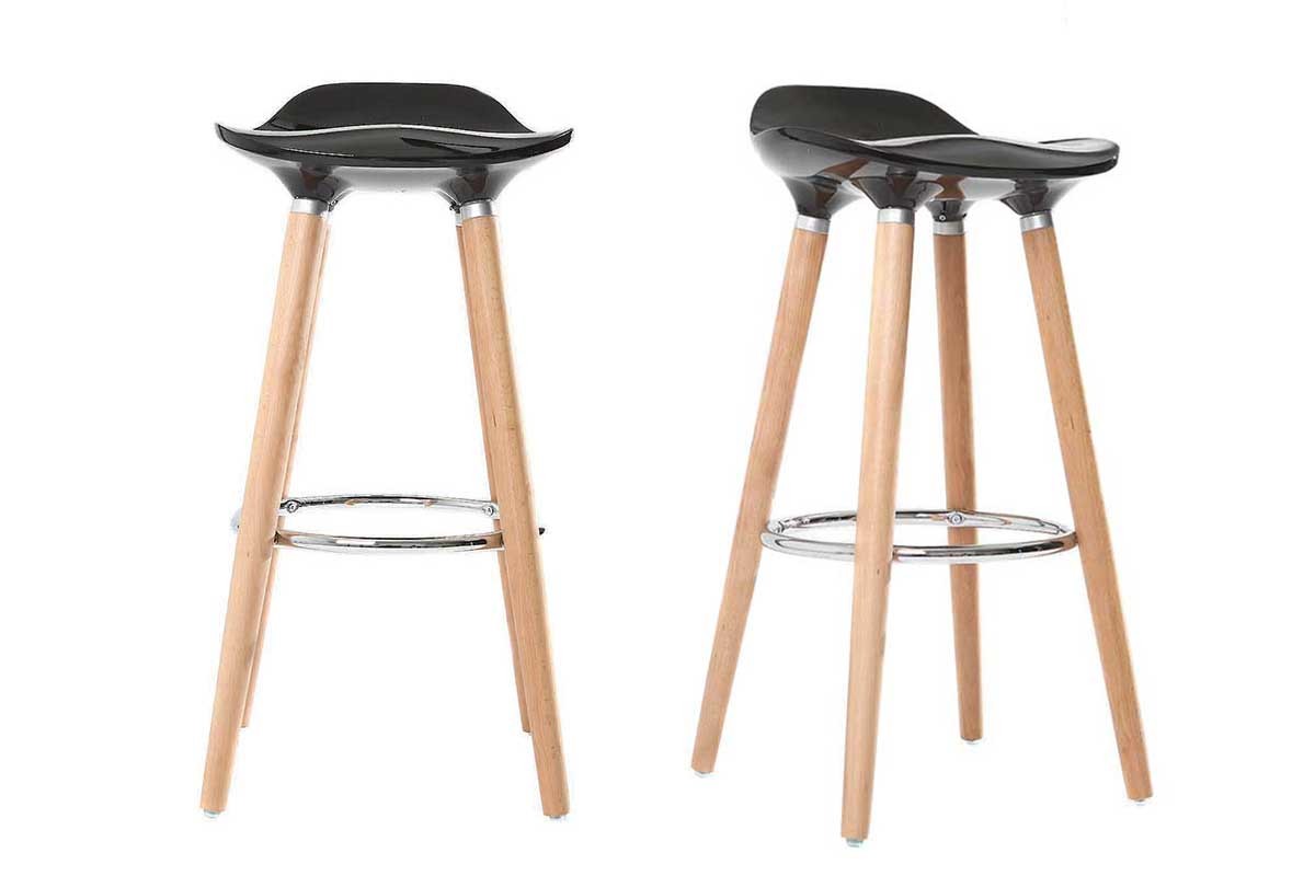 Design-Barhocker Schwarz skandinavisch 2er-Set GILDA