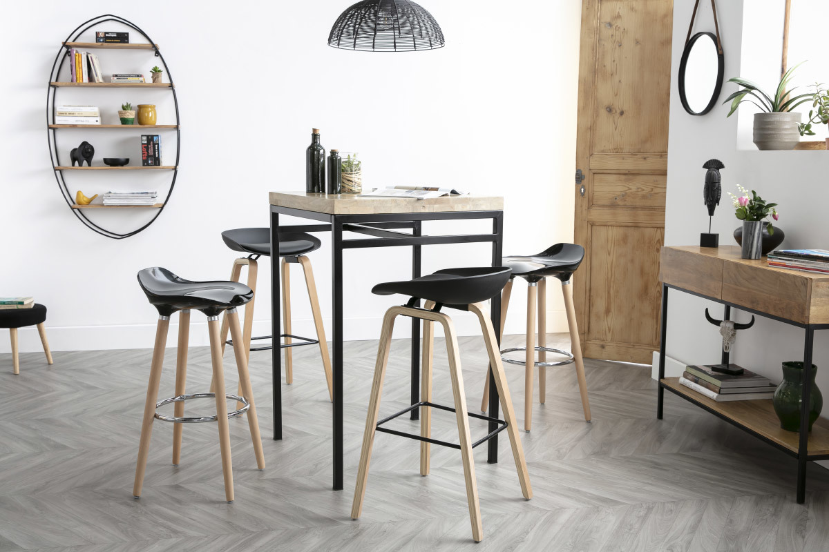 Design-Barhocker Schwarz skandinavisch 2er-Set GILDA