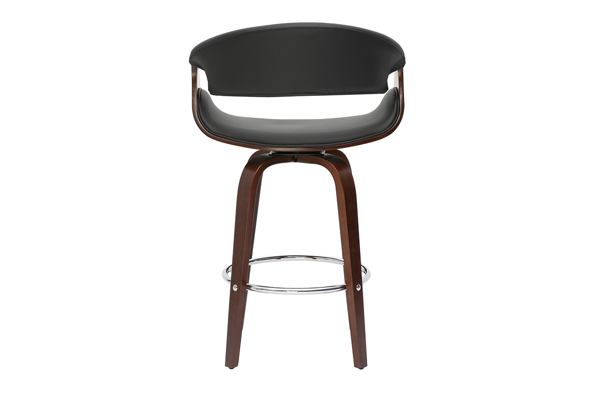 Design Barhocker schwarz und dunkles Holz 65 cm ARAMIS