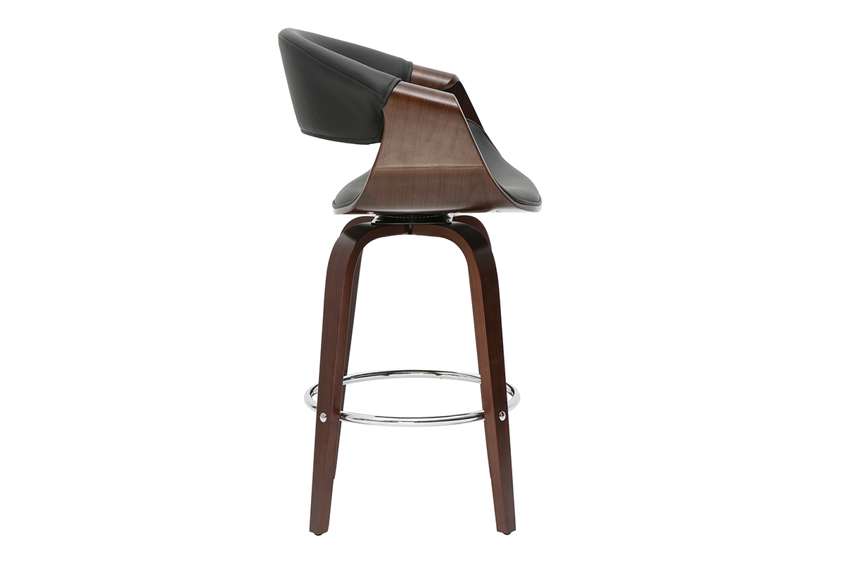 Design Barhocker schwarz und dunkles Holz 65 cm ARAMIS