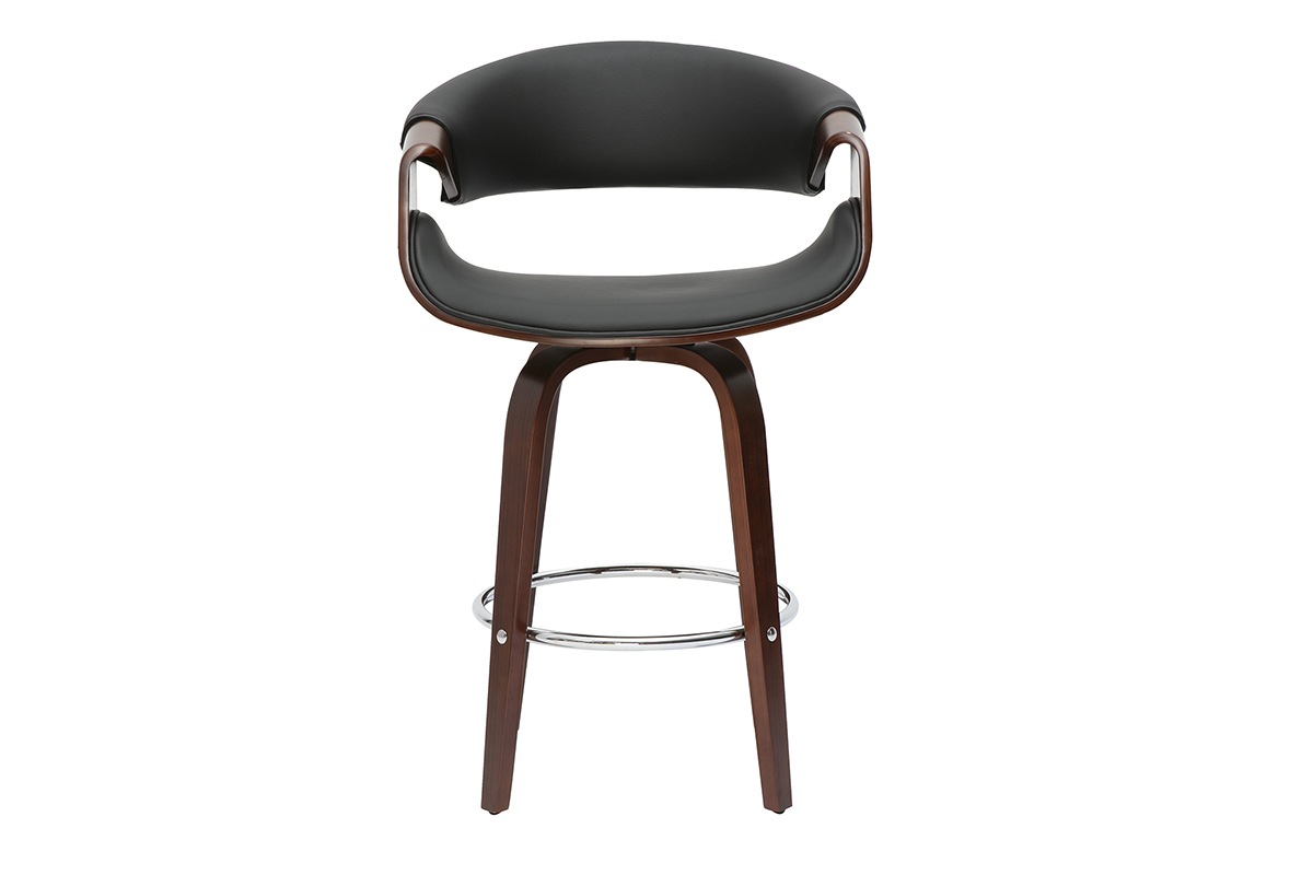 Design Barhocker schwarz und dunkles Holz 65 cm ARAMIS