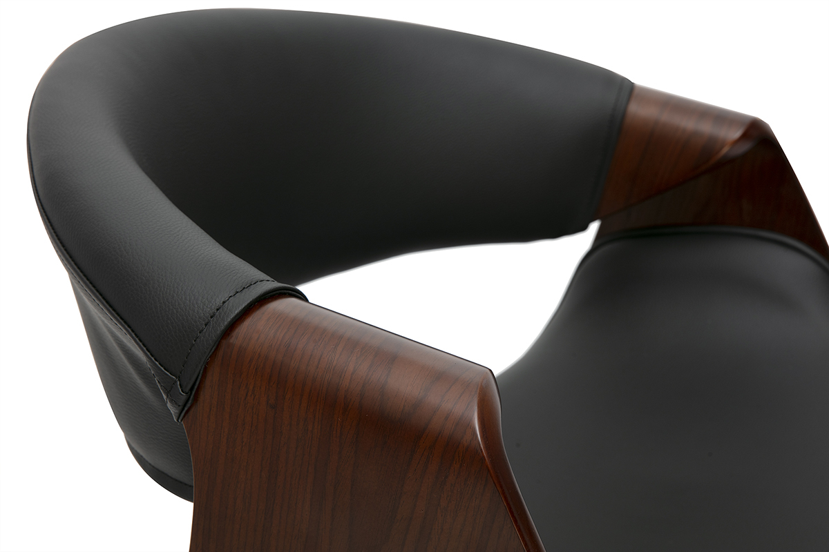 Design Barhocker schwarz und dunkles Holz 65 cm ARAMIS
