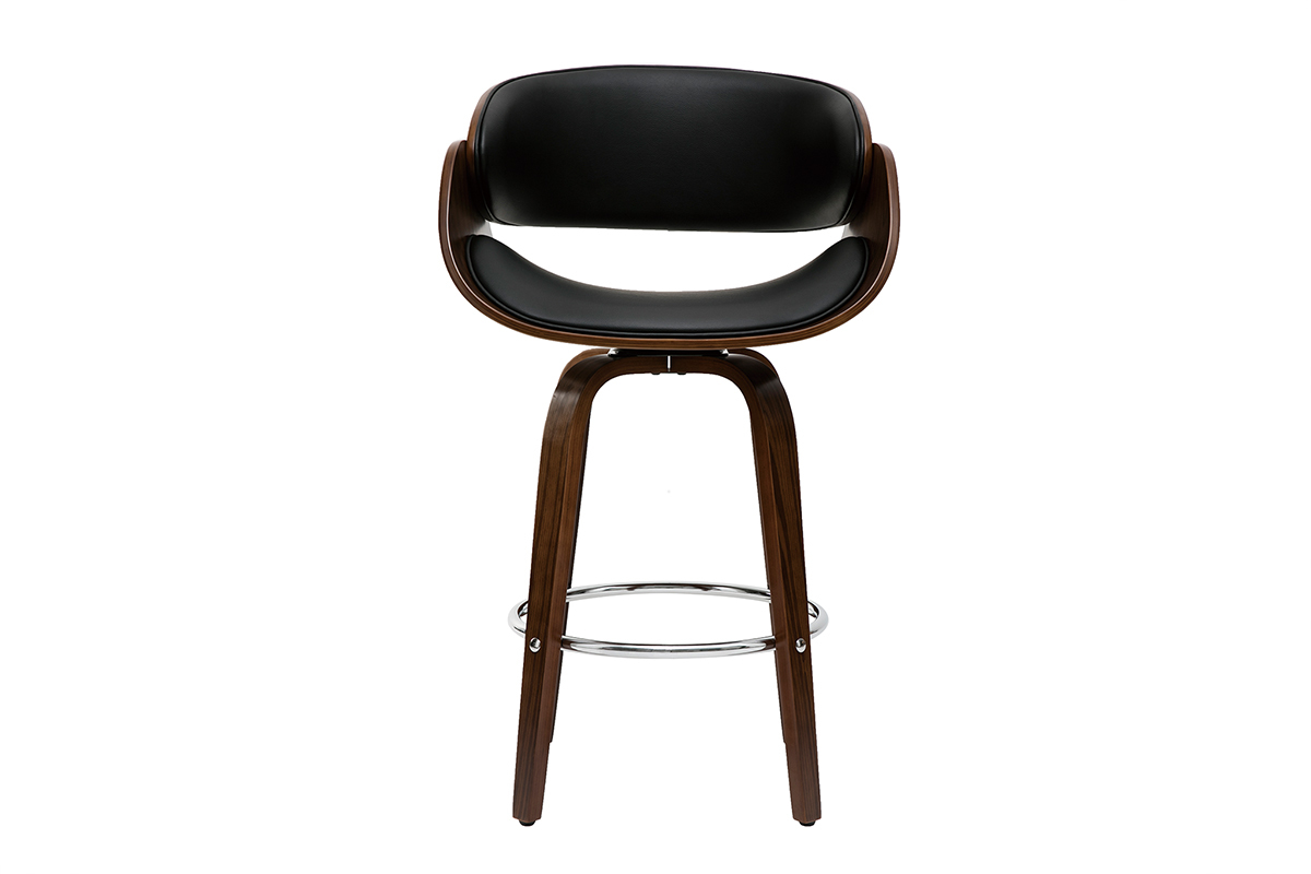 Design-Barhocker Schwarz und dunkles Holz 65 cm BENT