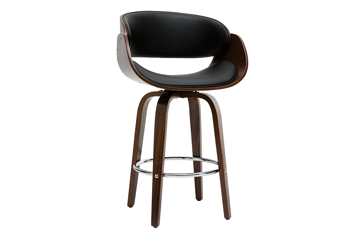 Design-Barhocker Schwarz und dunkles Holz 65 cm BENT