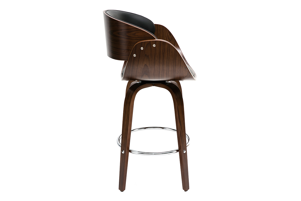 Design-Barhocker Schwarz und dunkles Holz 65 cm BENT