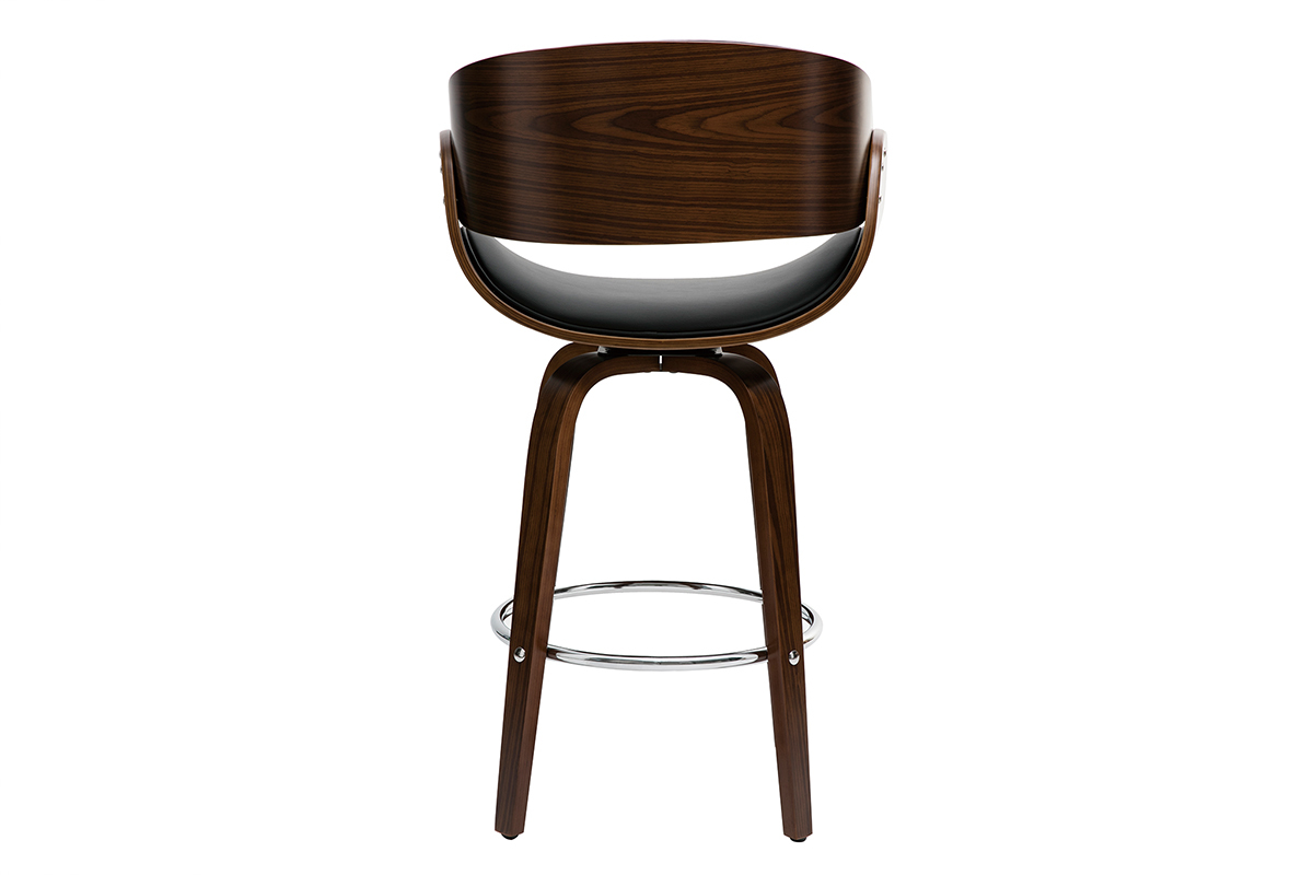 Design-Barhocker Schwarz und dunkles Holz 65 cm BENT