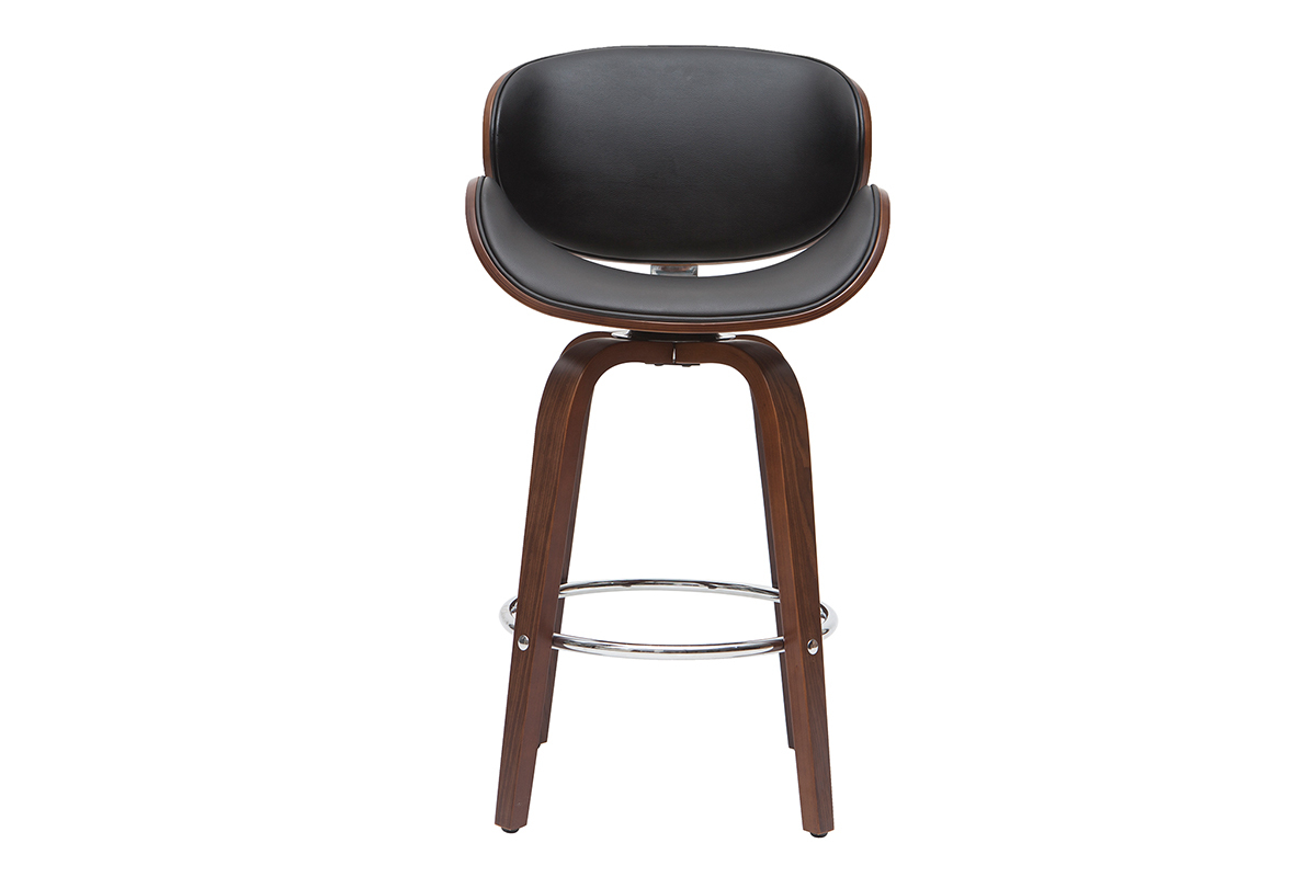 Design-Barhocker Schwarz und dunkles Holz WALNUT