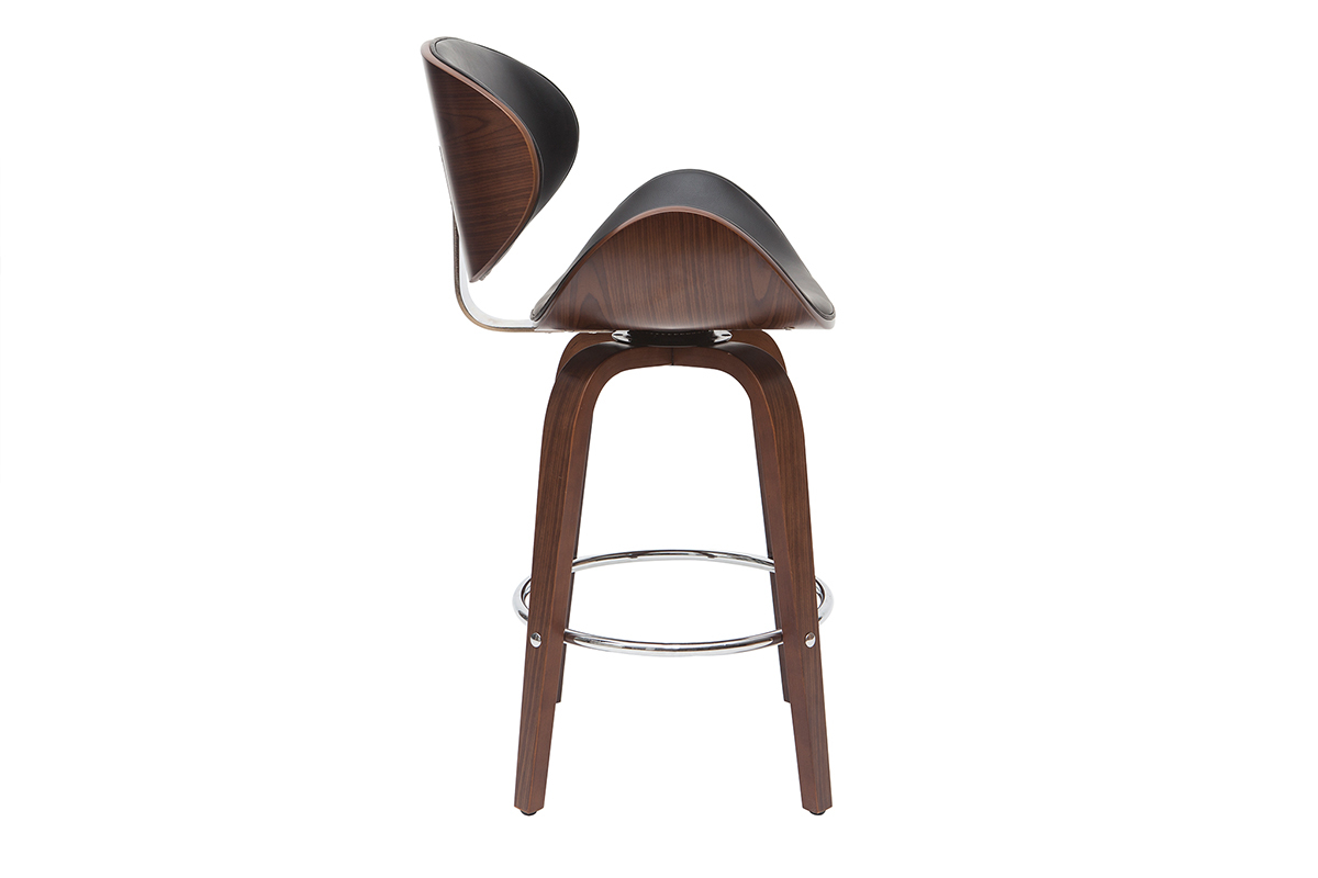 Design-Barhocker Schwarz und dunkles Holz WALNUT