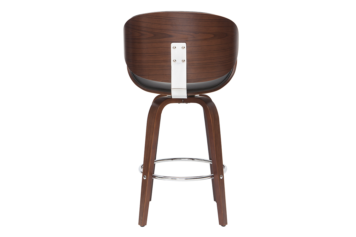 Design-Barhocker Schwarz und dunkles Holz WALNUT