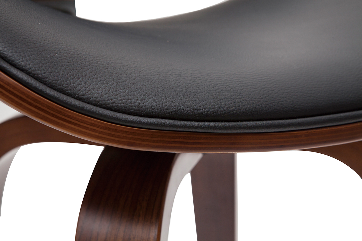 Design-Barhocker Schwarz und dunkles Holz WALNUT