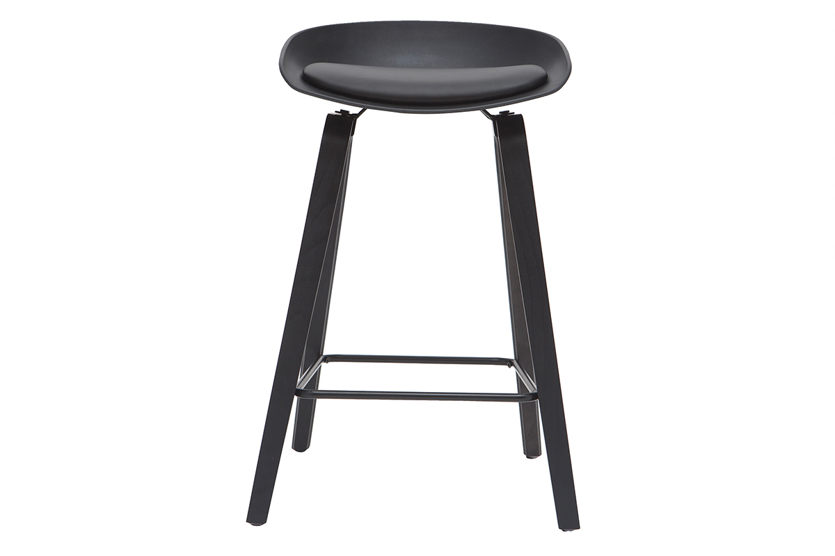 Design-Barhocker schwarz und Holz 65cm (2er-Set) LINO