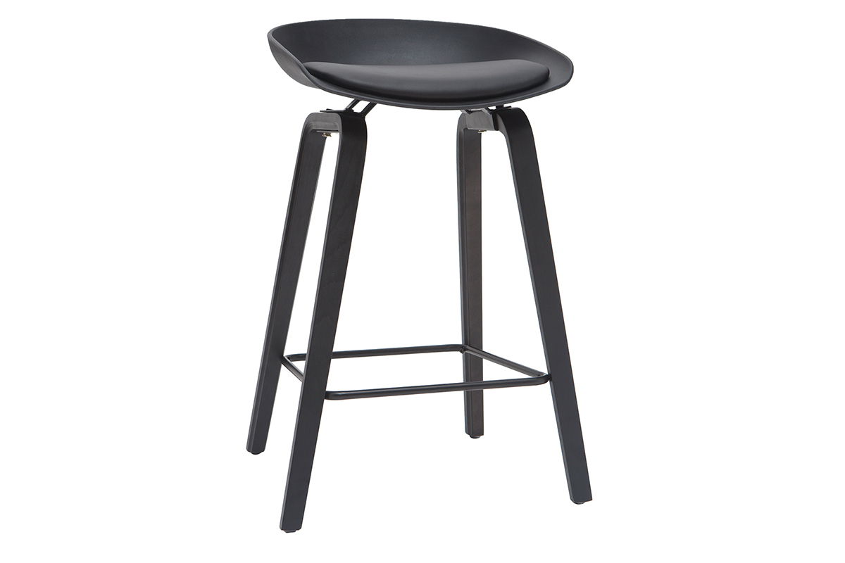 Design-Barhocker schwarz und Holz 65cm (2er-Set) LINO