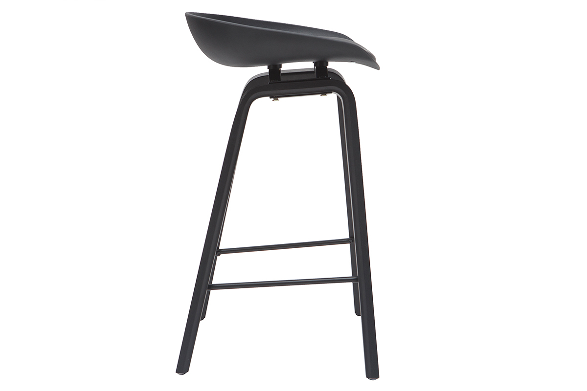 Design-Barhocker schwarz und Holz 65cm (2er-Set) LINO