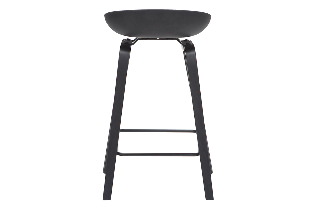 Design-Barhocker schwarz und Holz 65cm (2er-Set) LINO