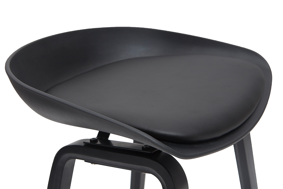 Design-Barhocker schwarz und Holz 65cm (2er-Set) LINO