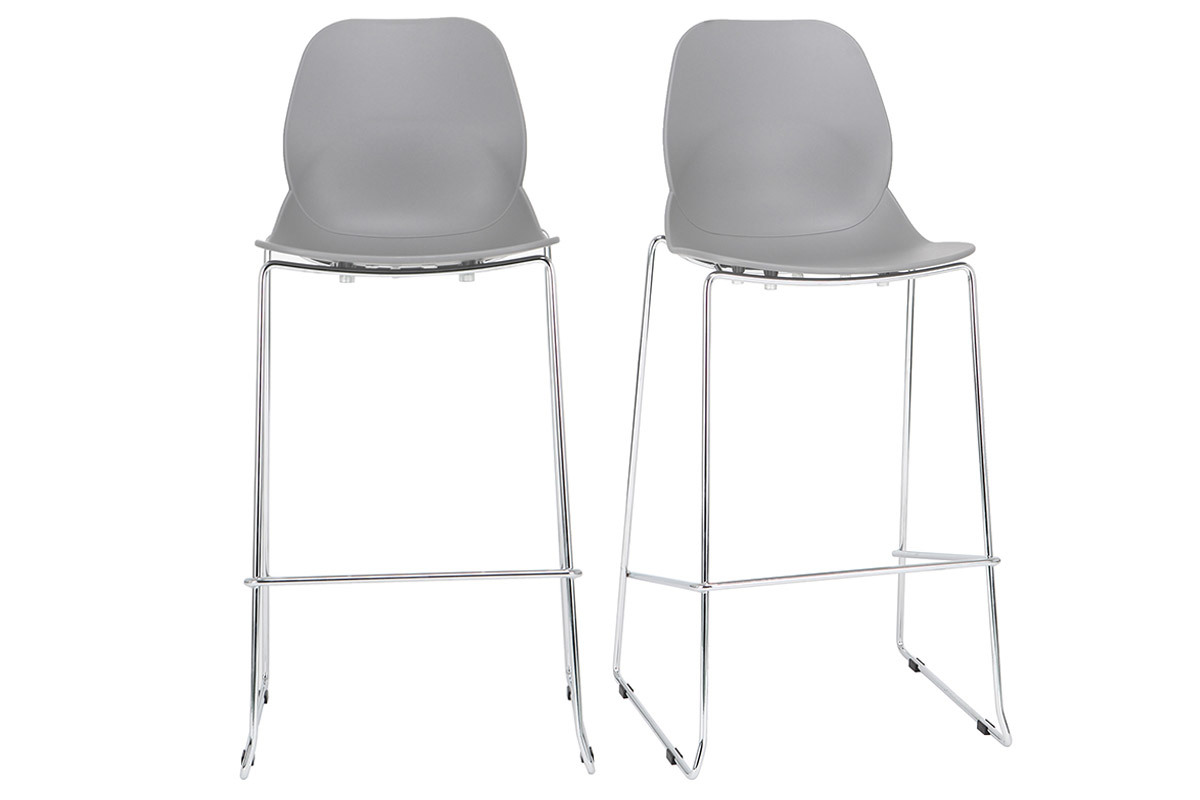 Design-Barhocker stapelbar grau 76,5cm - 2er-Satz TROCADERO