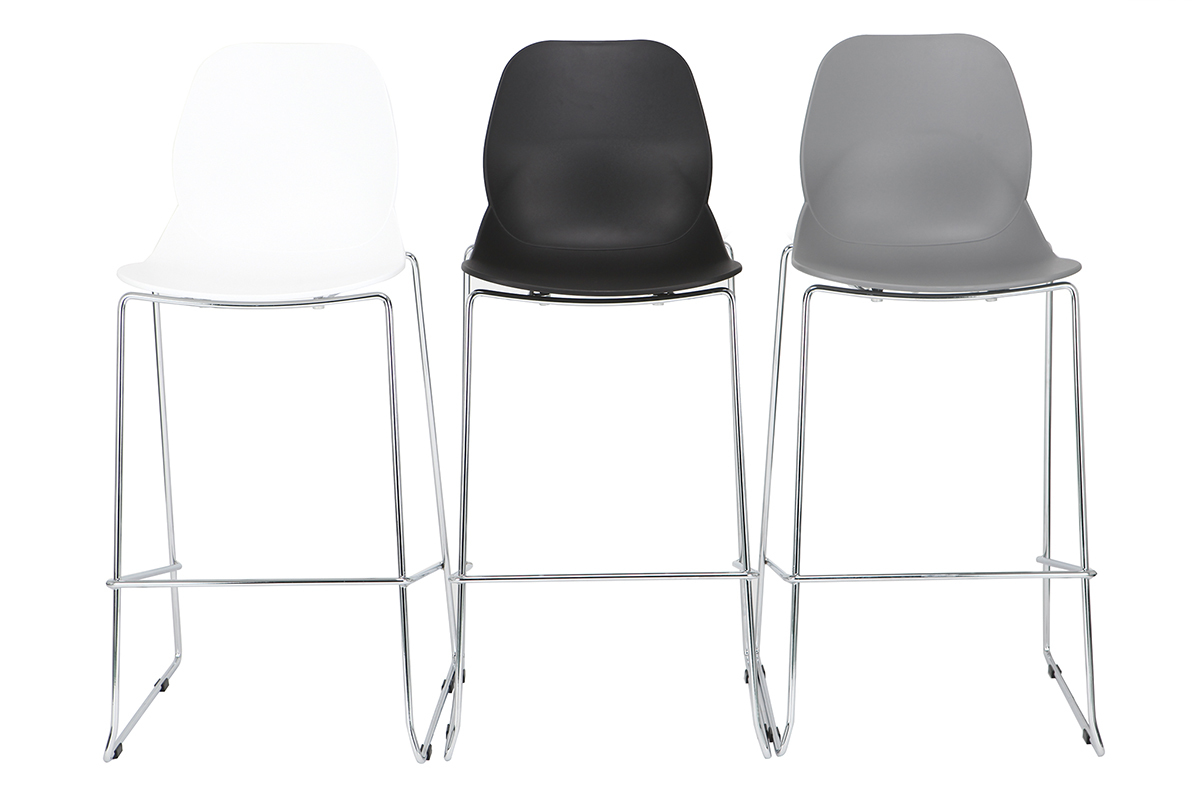 Design-Barhocker stapelbar grau 76,5cm - 2er-Satz TROCADERO