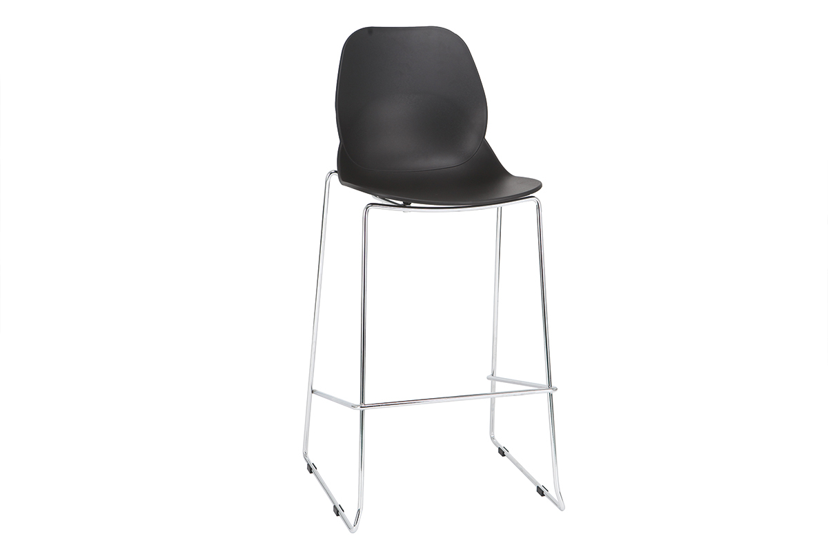 Design-Barhocker stapelbar schwarz 76,5cm - 2er-Satz TROCADERO