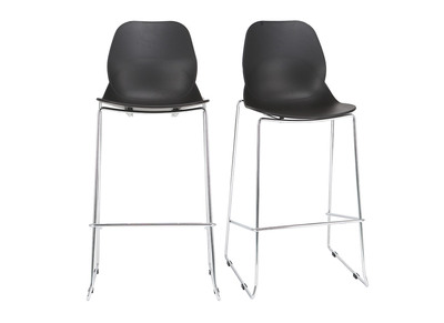Design-Barhocker stapelbar schwarz 76,5cm - 2er-Satz TROCADERO
