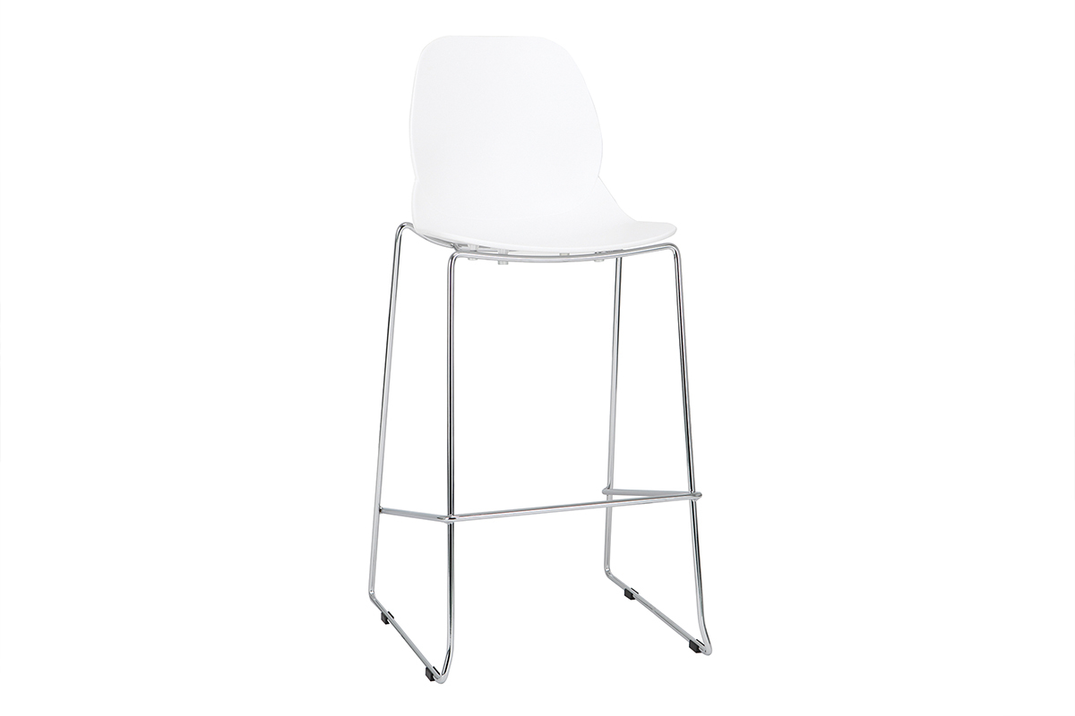 Design-Barhocker stapelbar wei 76,5cm - 2er-Satz TROCADERO