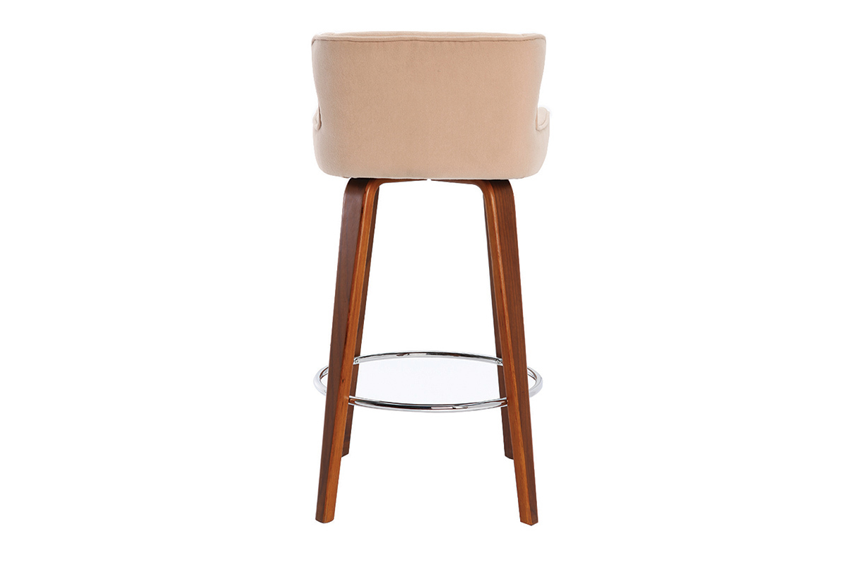Design-Barhocker Stoff Beige Beine Nussbaum BJORG