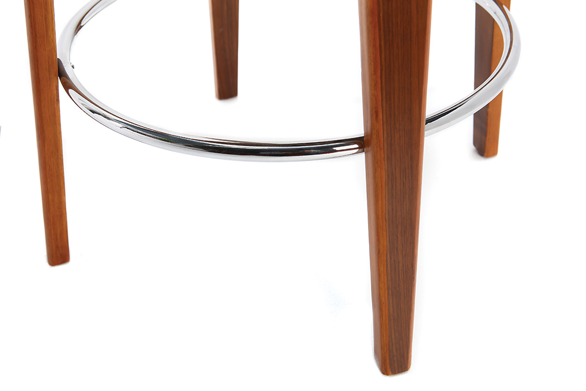 Design-Barhocker Stoff Beige Beine Nussbaum BJORG